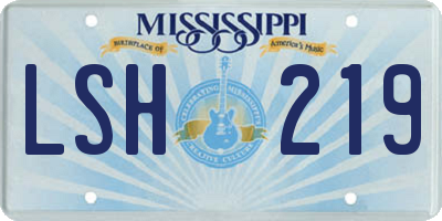 MS license plate LSH219