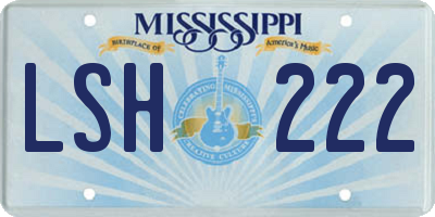 MS license plate LSH222