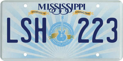 MS license plate LSH223