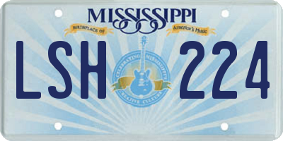 MS license plate LSH224