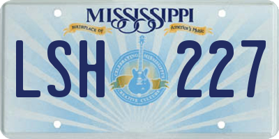 MS license plate LSH227