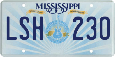 MS license plate LSH230