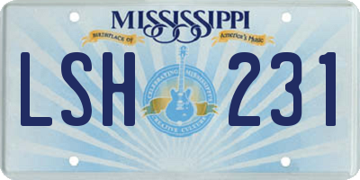 MS license plate LSH231