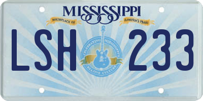 MS license plate LSH233