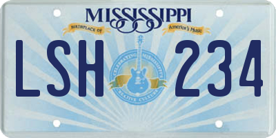 MS license plate LSH234