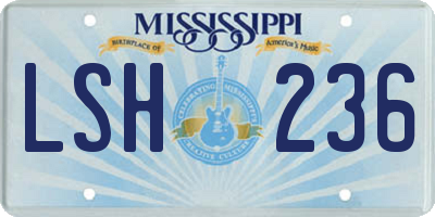 MS license plate LSH236