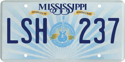 MS license plate LSH237