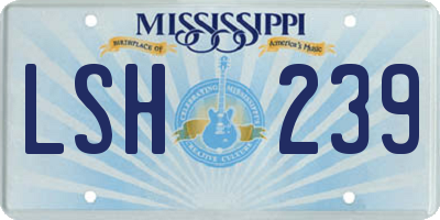 MS license plate LSH239