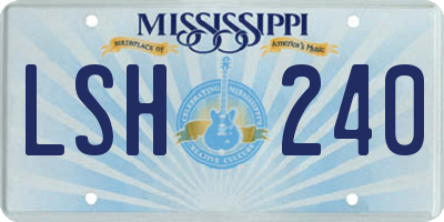 MS license plate LSH240