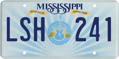 MS license plate LSH241