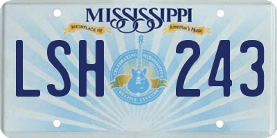 MS license plate LSH243