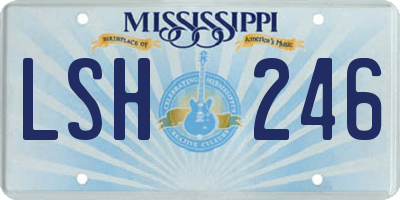 MS license plate LSH246