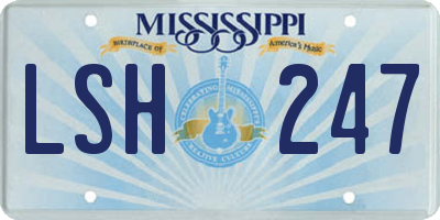MS license plate LSH247