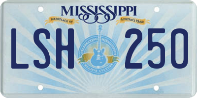 MS license plate LSH250