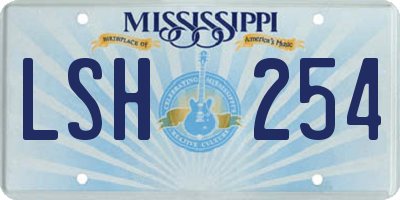 MS license plate LSH254