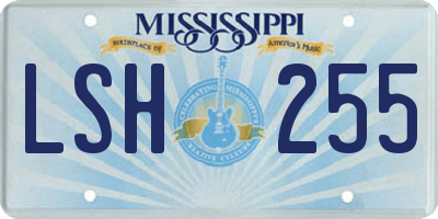 MS license plate LSH255