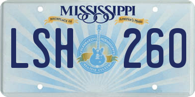 MS license plate LSH260