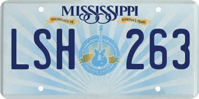 MS license plate LSH263