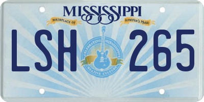 MS license plate LSH265