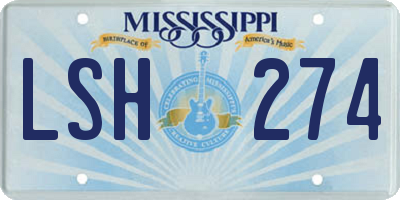 MS license plate LSH274