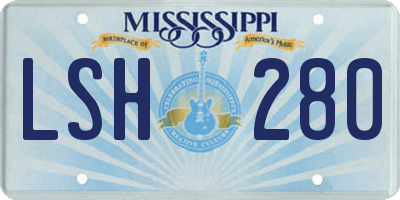 MS license plate LSH280