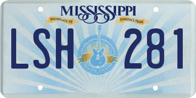 MS license plate LSH281
