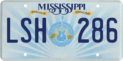 MS license plate LSH286
