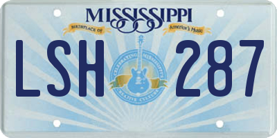 MS license plate LSH287
