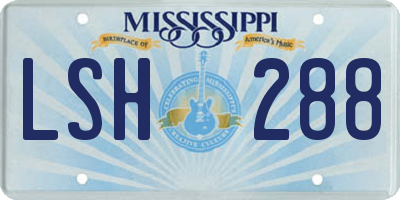 MS license plate LSH288