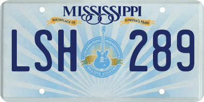 MS license plate LSH289
