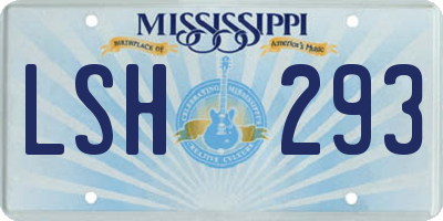MS license plate LSH293
