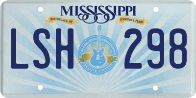 MS license plate LSH298