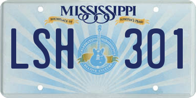 MS license plate LSH301