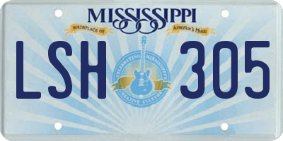 MS license plate LSH305
