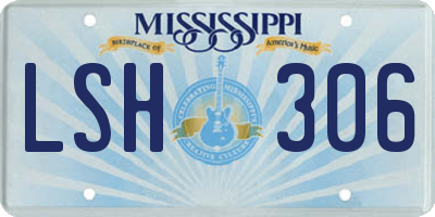 MS license plate LSH306