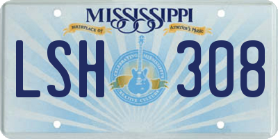 MS license plate LSH308