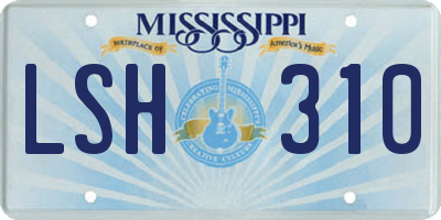 MS license plate LSH310