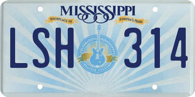 MS license plate LSH314