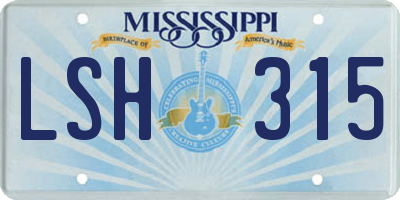 MS license plate LSH315