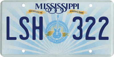 MS license plate LSH322