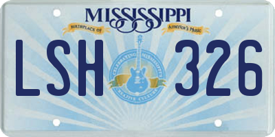 MS license plate LSH326