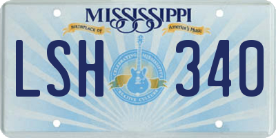 MS license plate LSH340