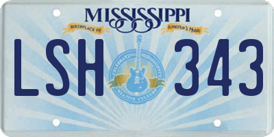 MS license plate LSH343