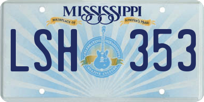 MS license plate LSH353