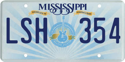 MS license plate LSH354