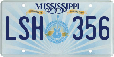 MS license plate LSH356