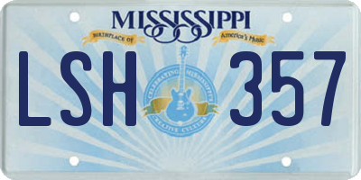 MS license plate LSH357