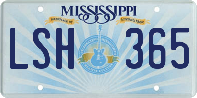 MS license plate LSH365