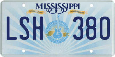 MS license plate LSH380