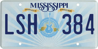 MS license plate LSH384
